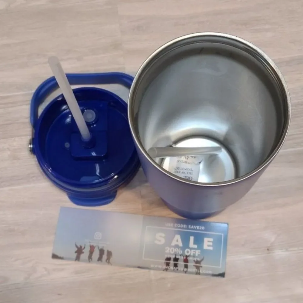 Hydraflow 30oz Stainless Steel Insulated Tumbler Vacuum Mug Travel Cup Blue Lid